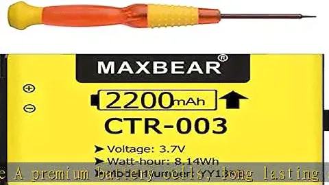 MAXBEAR CTR-003 Battery, (Upgraded) 2200mAh Li-ion New 0 Cycle Internal Replacement Battery for 3DS