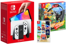 Игровая приставка Nintendo Switch - OLED-модель Белая (White) + Ring Fit + Mario 3D All-Stars
