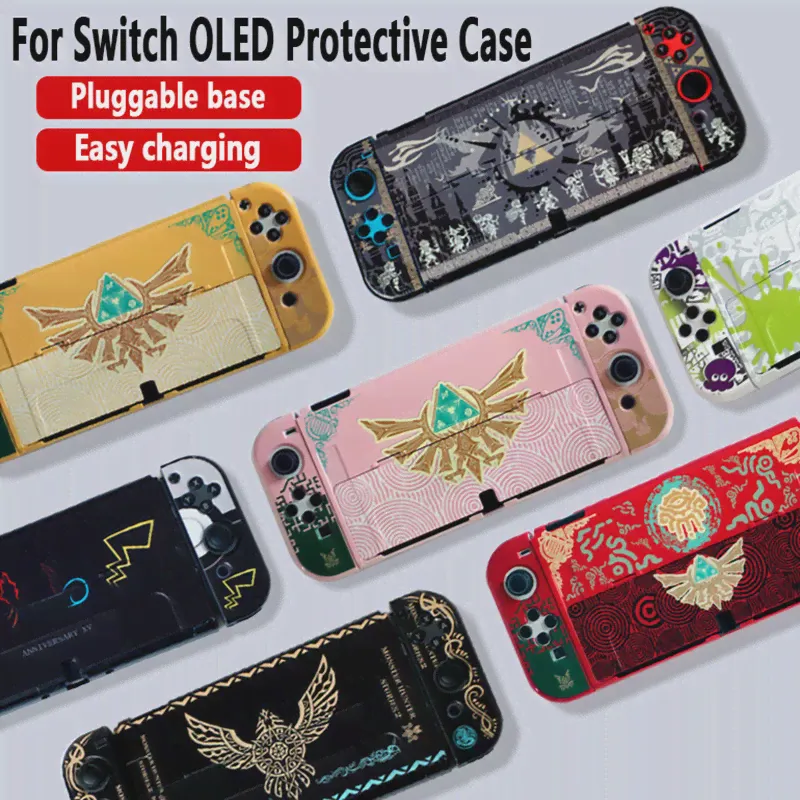 Для Zelda Tears of Kingdom Защитный чехол для Nintendo SWITCH OLED Жесткий чехол NS OLED Разъемная консоль Цветная оболочка Игровые аксессуары-0